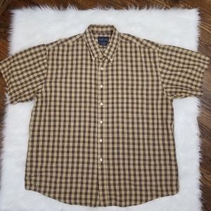 Basic Editions Mens Sz XL Plaid Short Sleeve Shirt